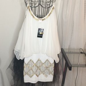 Arden B white/gold sequins dress